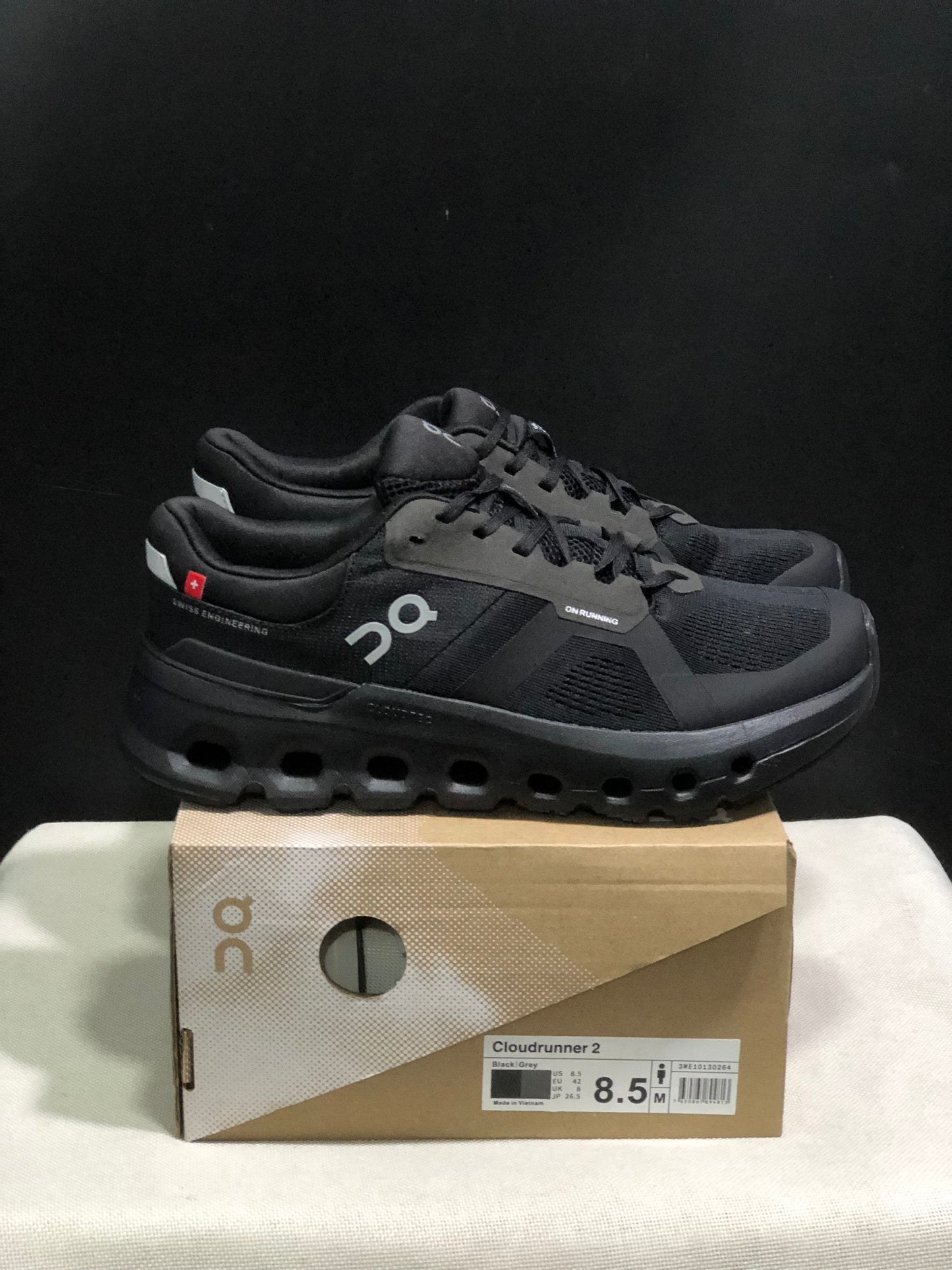 On Running Cloudrunner 2 Mesh Breathable Black Running Shoes