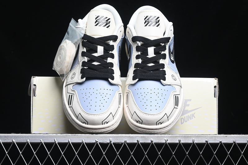 Nike Air Jordan 1 Low Black White Blue Sneakers