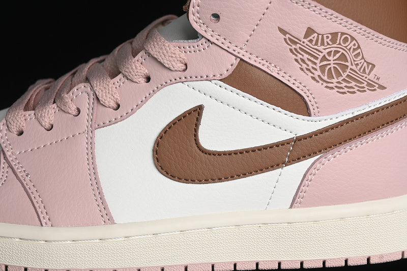 Nike Air Jordan 1 Mid Oxford Sail Archaeo Brown White Pink Sneakers