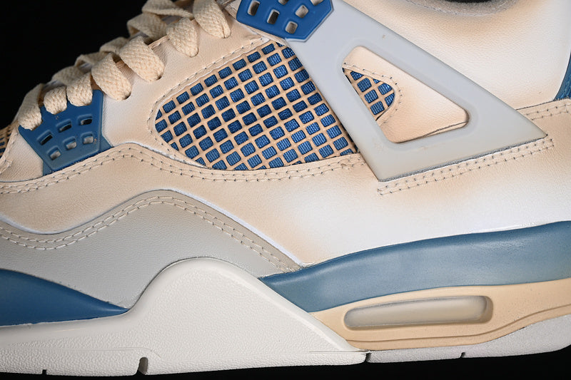 Nike Air Jordan 4 Retro White Military Blue Neutral Grey Sneakers