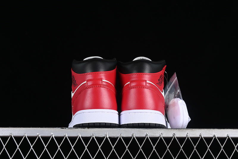 Nike Air Jordan 1 Mid Toe Sail Off Noir White Gym Red Sneakers
