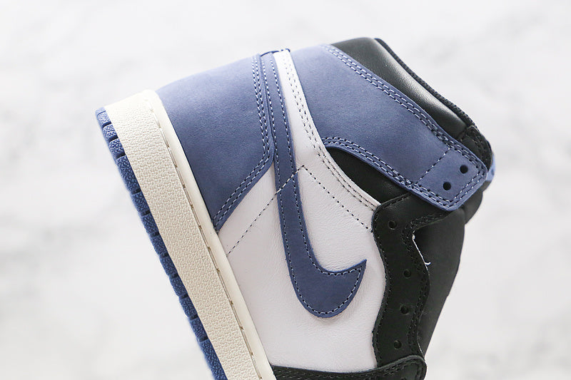 Nike Air Jordan 1 Retro High OG 2018 Black/White/Blue Moon Suede Sneakers
