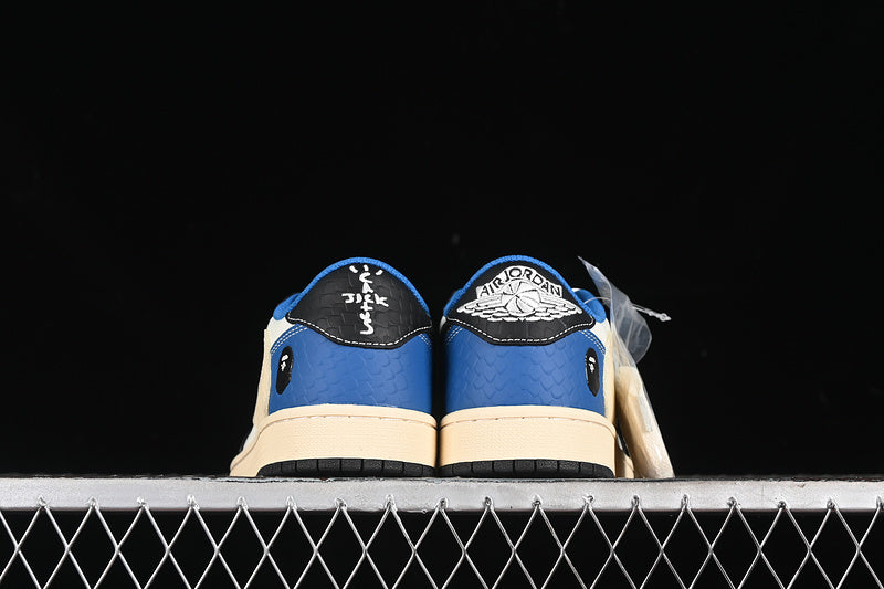 Nike Air Jordan 1 Low BAPE Travis Scott Fragment Design Blue Beige White Black Sneakers
