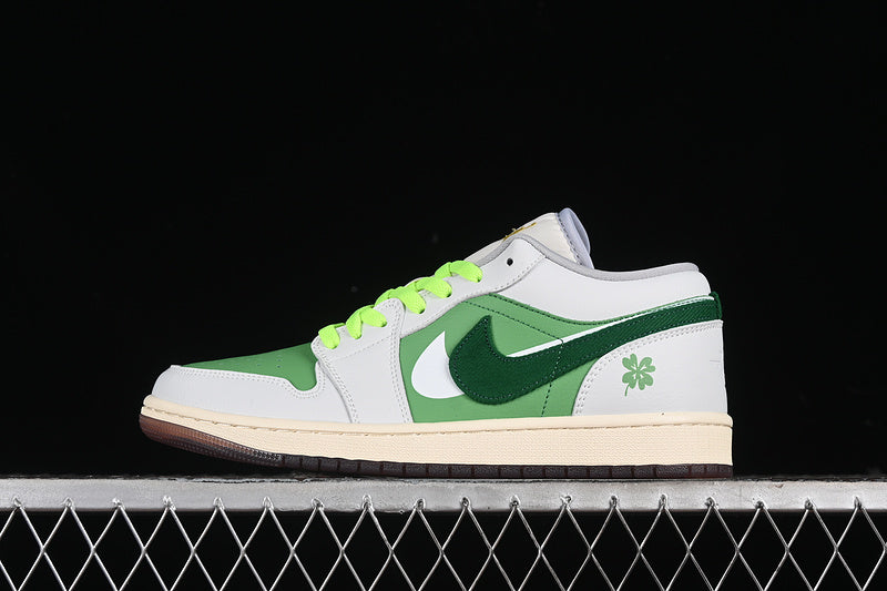 Nike Air Jordan 1 Low Phantom White Green Amber Brown Sole Sneakers