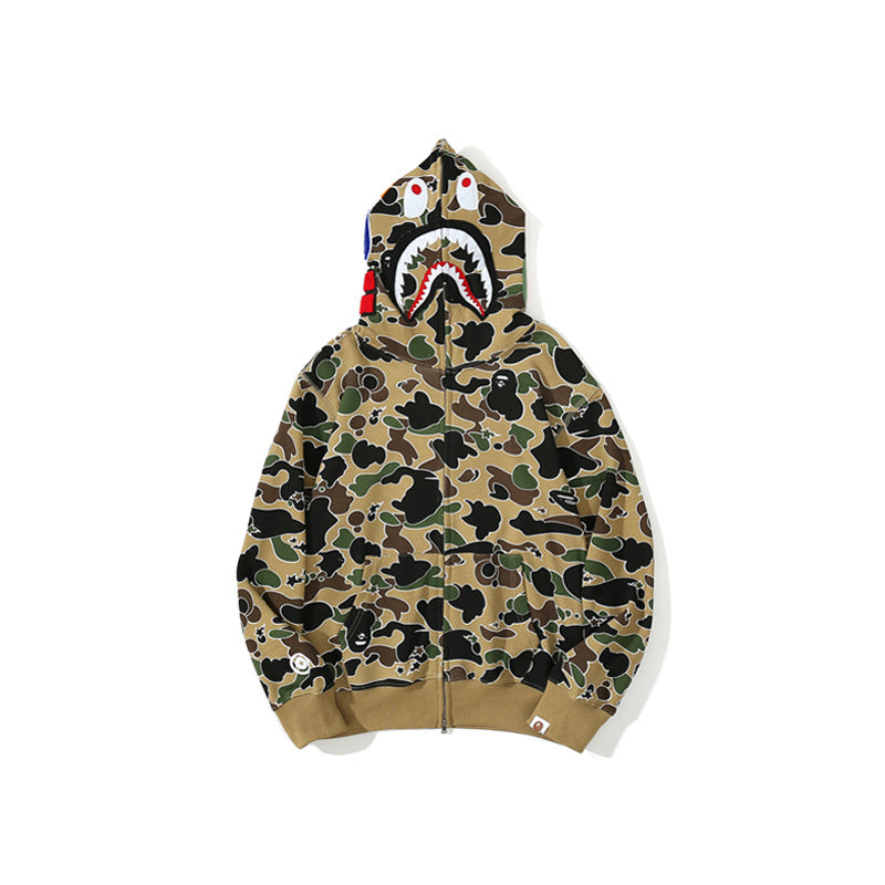 A Bathing Ape BAPE Shark Head STA Star Camo Hoodie Yellow