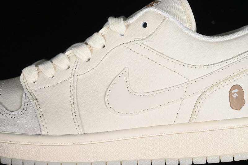 Nike Air Jordan 1 Low BAPE Coconut Milk Ash Sneakers