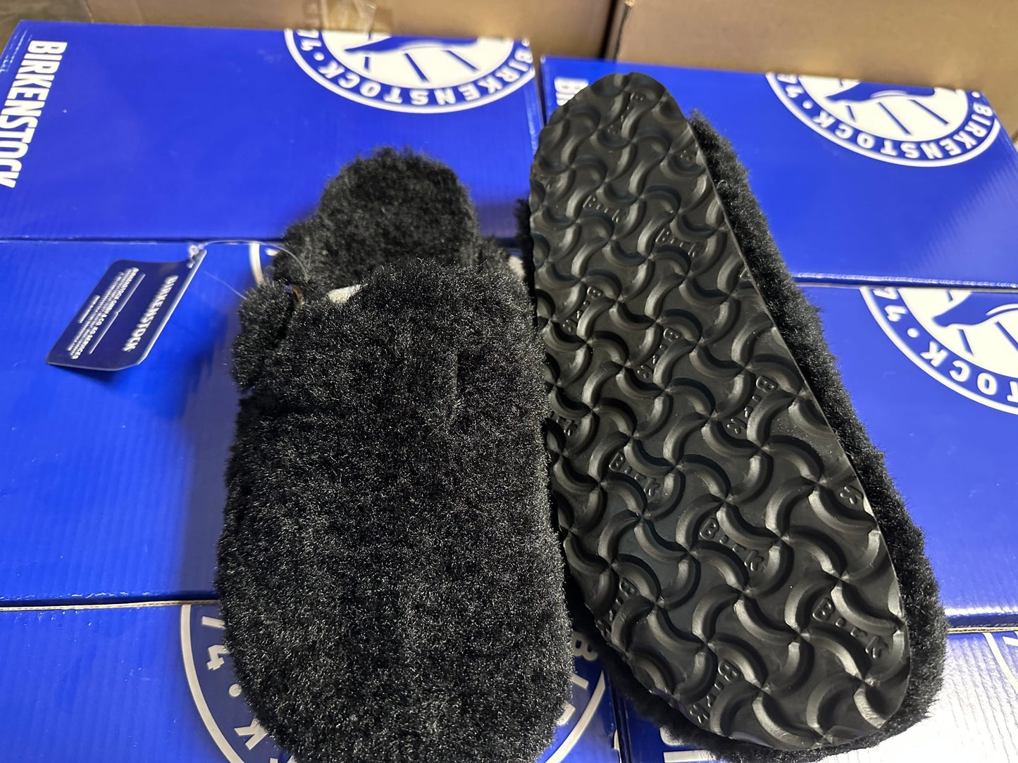 Birkenstock Big Buckle Pure Black Shearling Clog Shoes