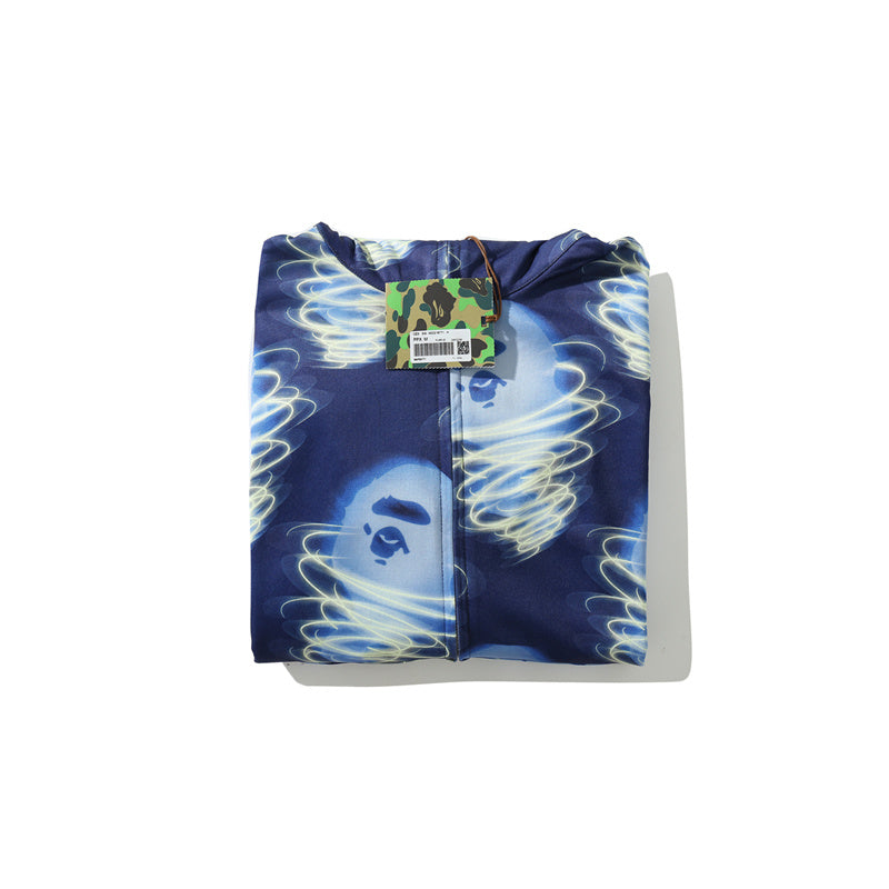 A Bathing Ape BAPE Ape-Man Head Storm Hoodie Blue