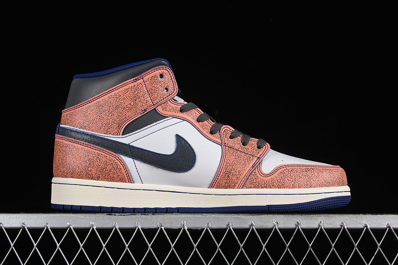 Nike Air Jordan 1 Mid SE Flight Vintage White Brown Blue Sneakers