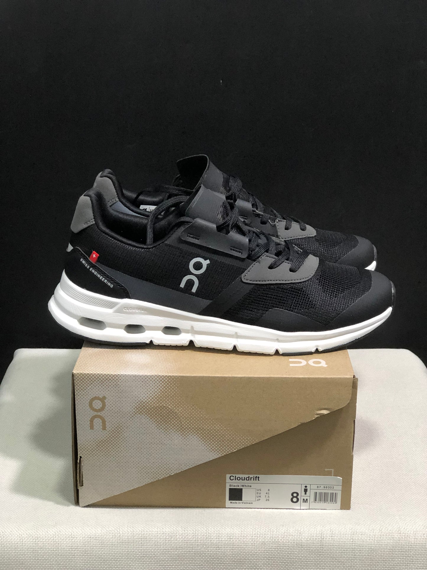 On Running Cloudrift Comfortable And Versatile Sports Casual Shoes Black/White