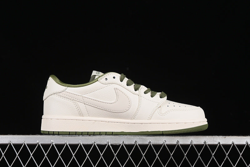 Nike Air Jordan 1 Low Off-White Travis Scott Fragment Design Green Sole White Green Sneakers