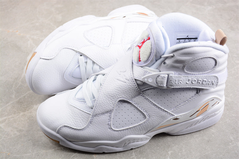 OVO Nike Air Jordan 8 Retro White Metallic Gold Sneakers