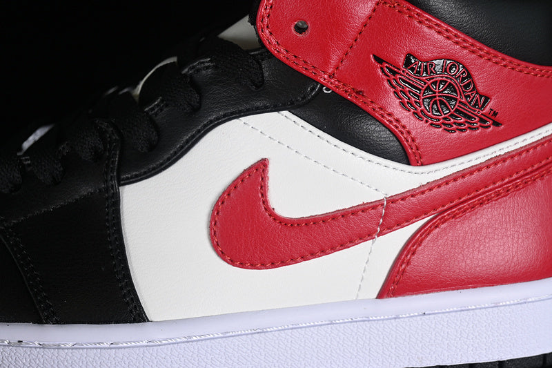 Nike Air Jordan 1 Mid Toe Sail Off Noir White Gym Red Sneakers