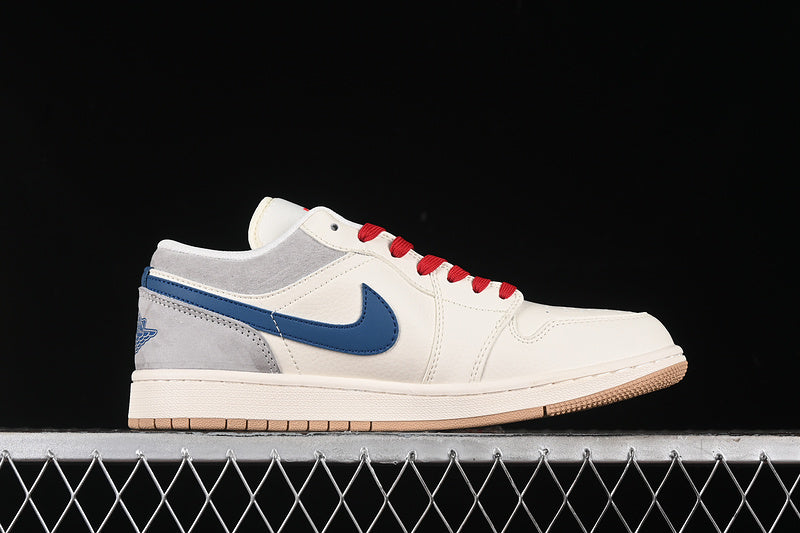 Nike Air Jordan 1 Low Supreme Grey White Red Blue Sneakers