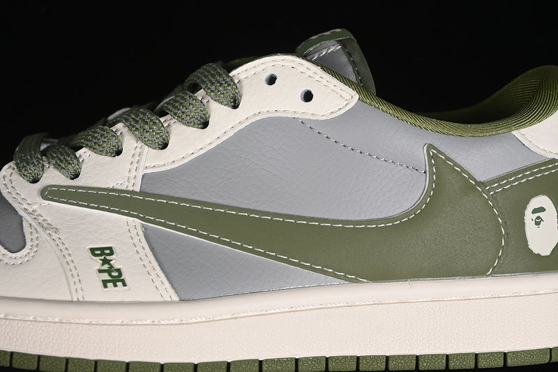 Nike Air Jordan 1 Low Travis Scott Fragment Design OG SP BAPE White Grey Green Sneakers