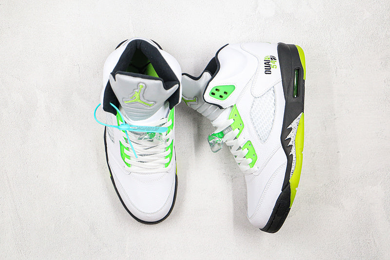 Nike Air Jordan 5 Retro Q54 Quai54 Raging Bull Laser White Sneakers