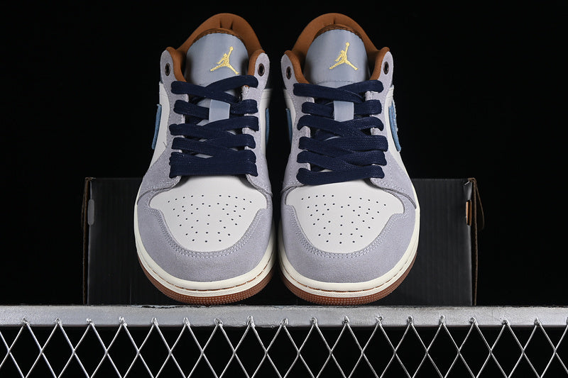 Nike Air Jordan 1 Low SE Phantom Amber Brown Star Blue Denim Sneakers