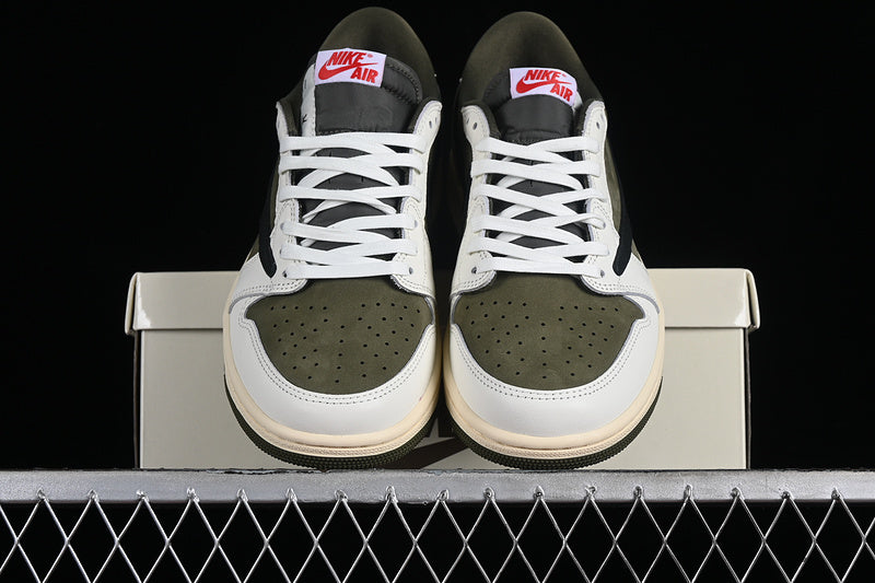 Travis Scott Nike Air Jordan 1 Low OG Medium Olive Black Sail Muslin Sneakers