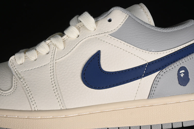 Nike Air Jordan 1 Low BAPE White Grey Blue Sneakers