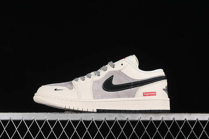 Nike Air Jordan 1 Low Supreme Black White Grey Sneakers