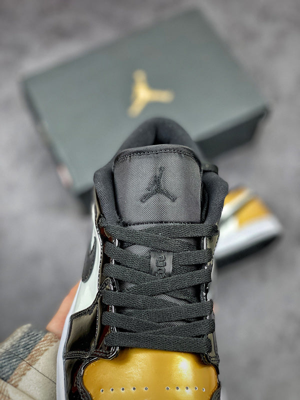 Nike Air Jordan 1 Low Gold Toe Metallic Gold Black Sneakers
