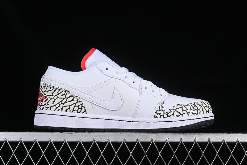 Nike Air Jordan 1 Low Black Sole Red Cement Grey White Sneakers