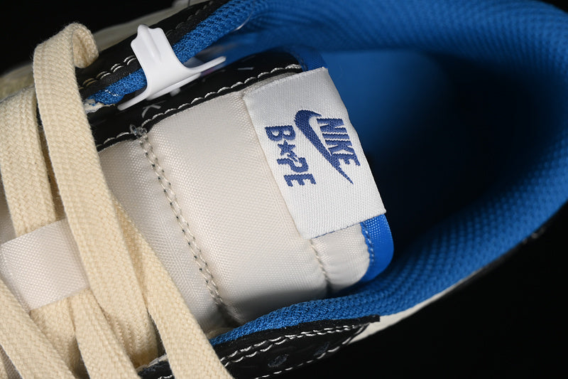 Nike Air Jordan 1 Low BAPE Travis Scott Fragment Design Blue Beige White Black Sneakers