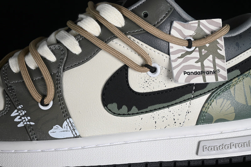Nike Air Jordan 1 Low Black White Green Jungle Sneakers