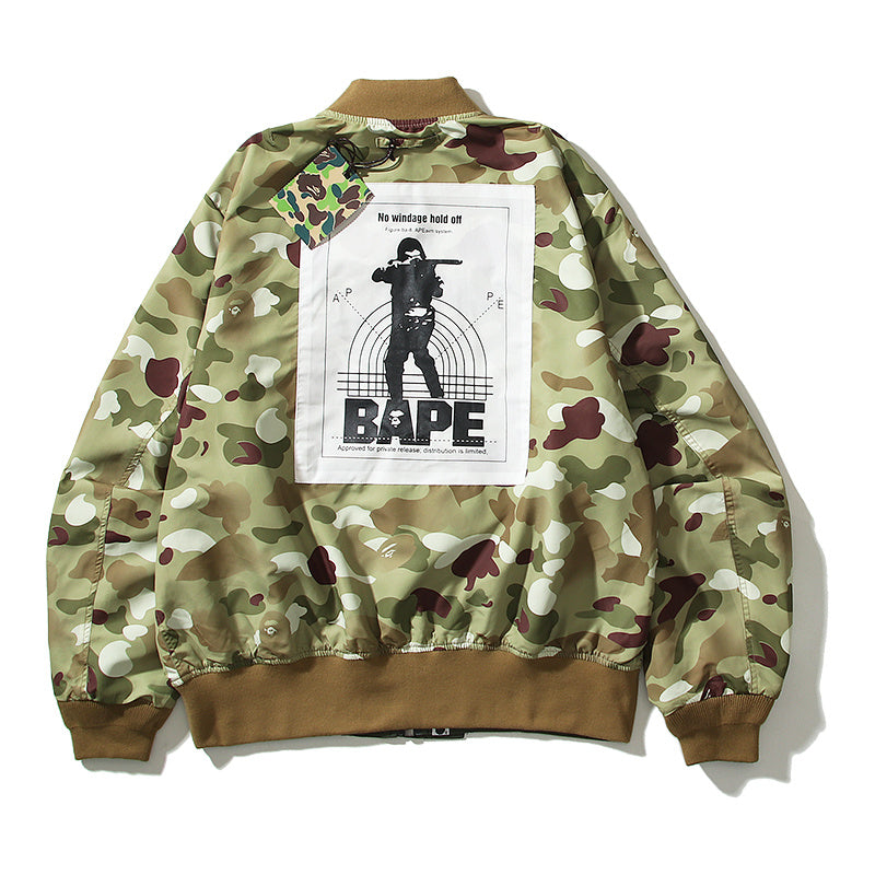 A Bathing Ape Shark-headed Military Style Double-sided Desert Camouflage Jacket