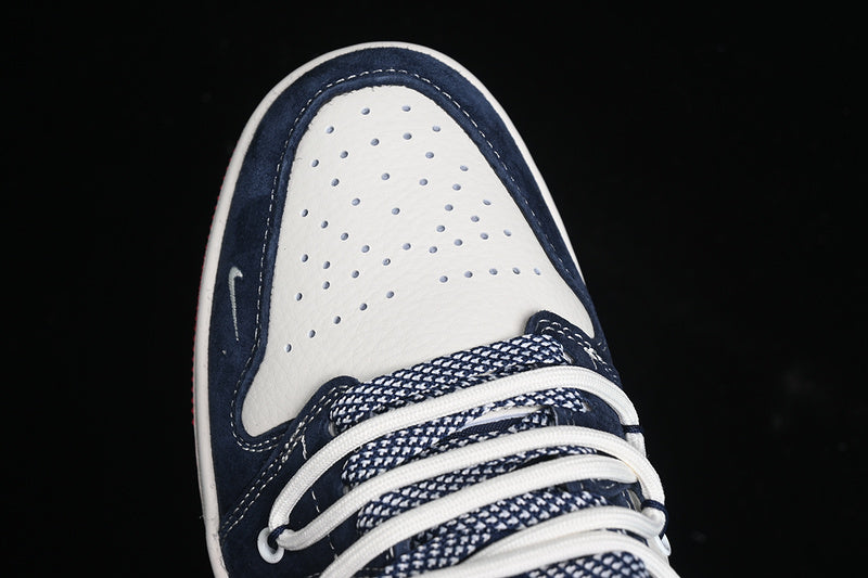 Nike Air Jordan 1 Low Red Sole White Blue Sneakers