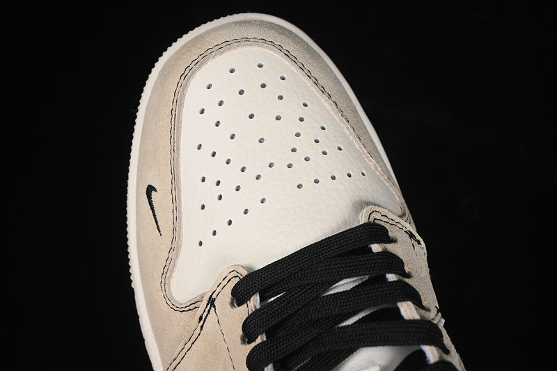 Nike Air Jordan 1 Low Black White Khaki Sneakers