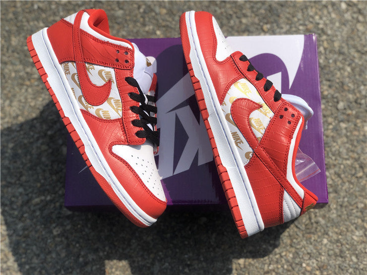 Nike SB Low Dunk Supreme Red White Sneakers Nike Joint Edition