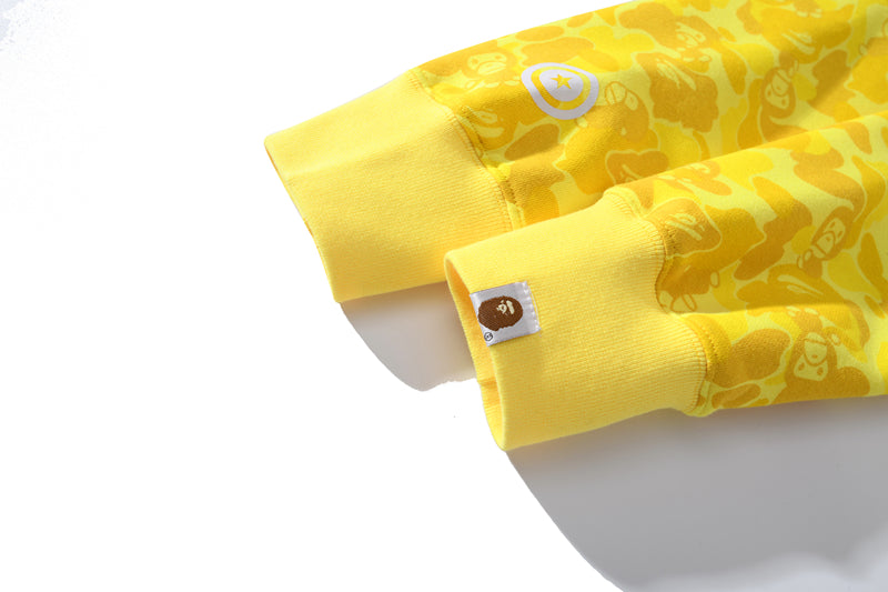 A Bathing Ape BAPE Ape-Man Head MILO Camouflage Yellow Hoodie