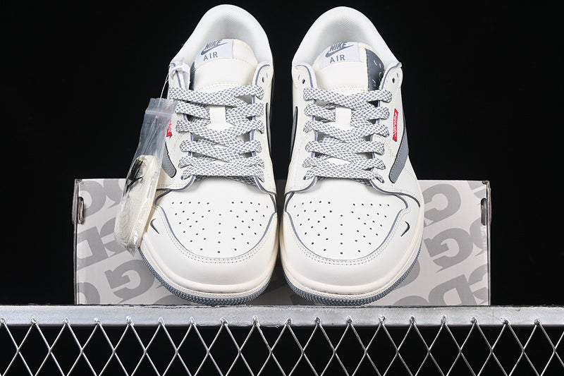 Travis Scott Fragment Design Nike Air Jordan 1 Low OG SP Grey Sole White Sneakers