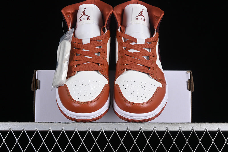 Nike Air Jordan 1 Mid White Dusty Peach Night Maroon Sail Sneakers