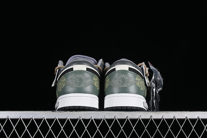 Nike Air Jordan 1 Low Black White Green Jungle Sneakers