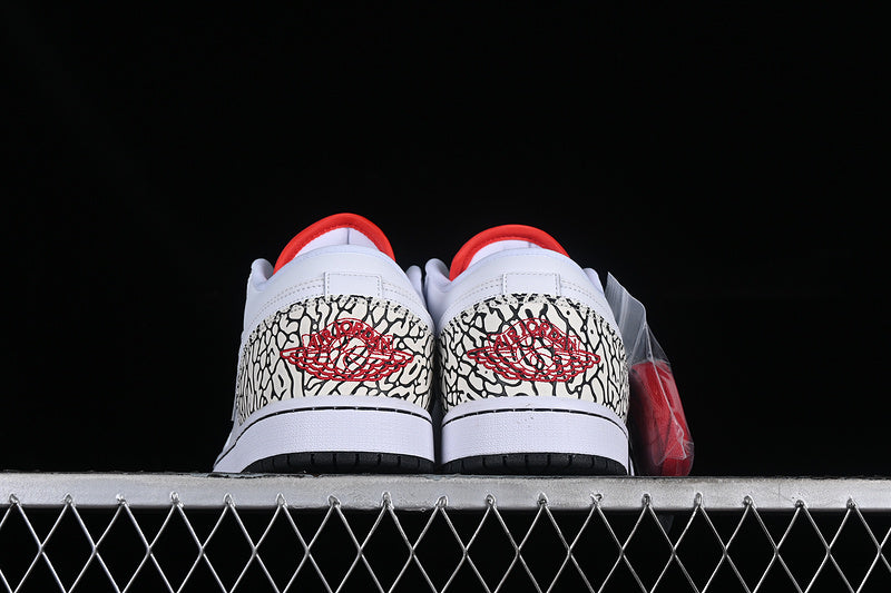 Nike Air Jordan 1 Low Black Sole Red Cement Grey White Sneakers