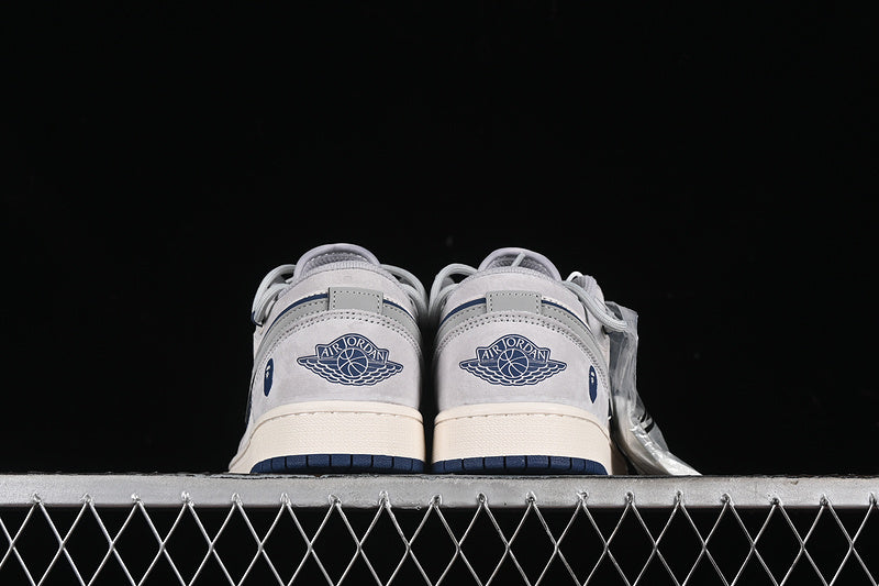 Nike Air Jordan 1 Low BAPE Blue Sole Grey White Sneakers