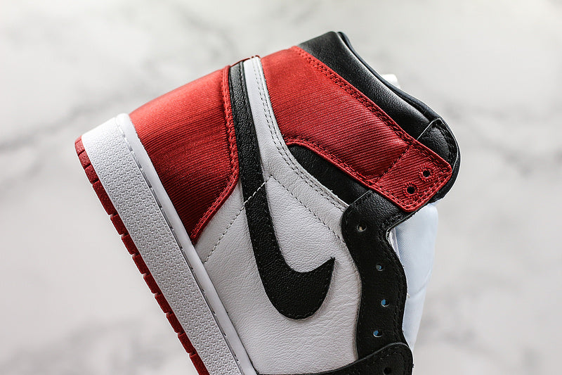 Nike Air Jordan 1 Retro High Satin Red White Black Sneakers