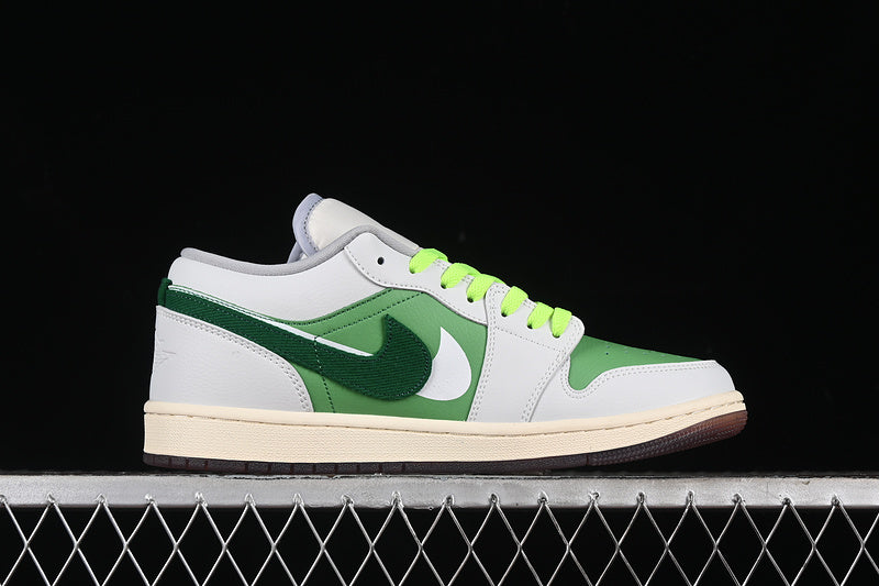 Nike Air Jordan 1 Low Phantom White Green Amber Brown Sole Sneakers