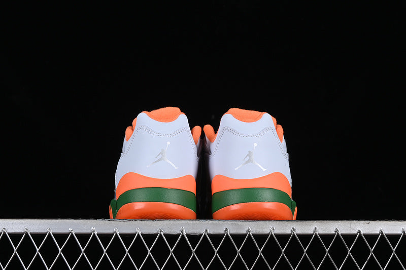 Nike Air Jordan 5 Retro Low GS Hurricanes Football Grey Brilliant Orange Pine Green Sneakers