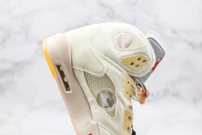 Nike Air Jordan Retro 5 SP x Off-White Muslin Cream Yellow Sneakers