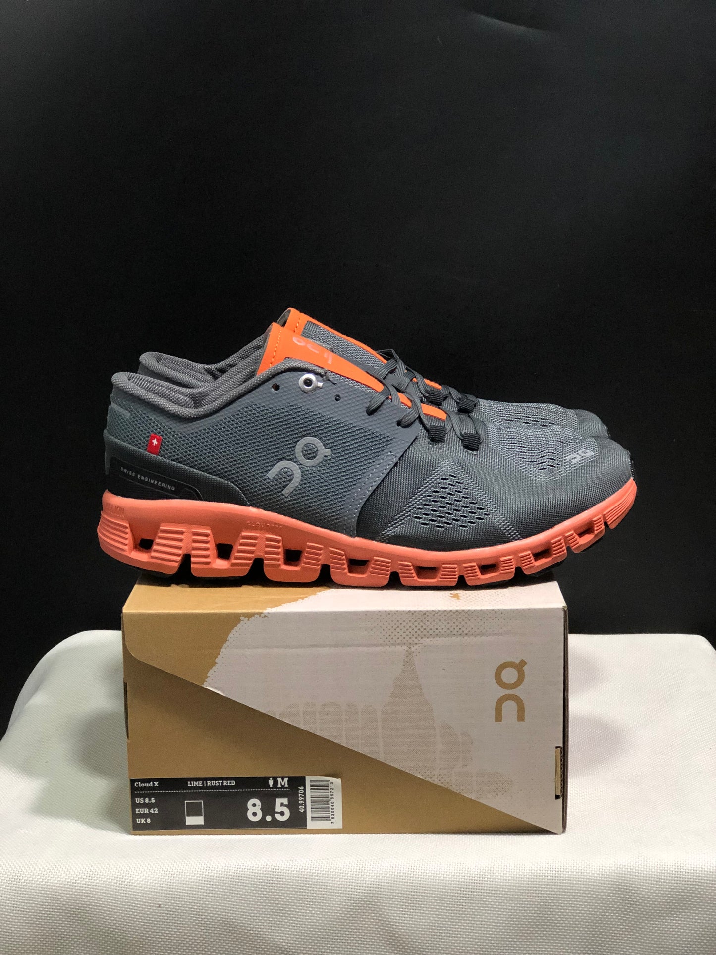 On Running Cloud X Lightweight Running Shoes Lime/Rust Red