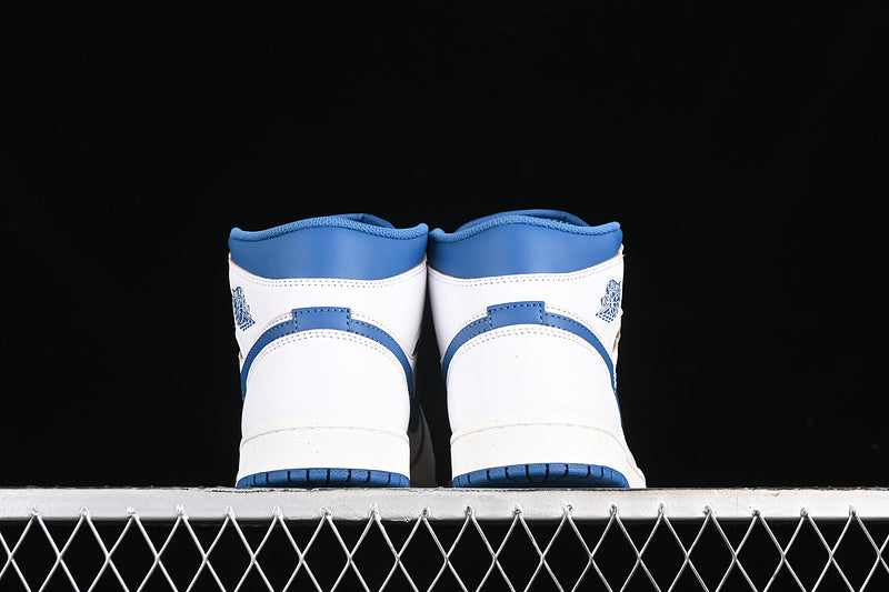 Nike Air Jordan 1 Mid Industrial Blue White Sneakers