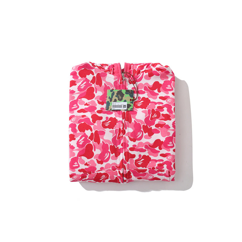 A Bathing Ape BAPE Shark Head Camouflage Double Hoodie Pink