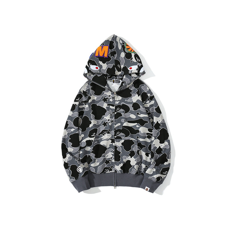 A Bathing Ape BAPE Shark Head STA Star Camo Hoodie Black