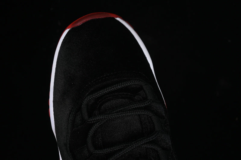 Nike Air Jordan 11 Retro Red White Bred Velvet Black Sneakers