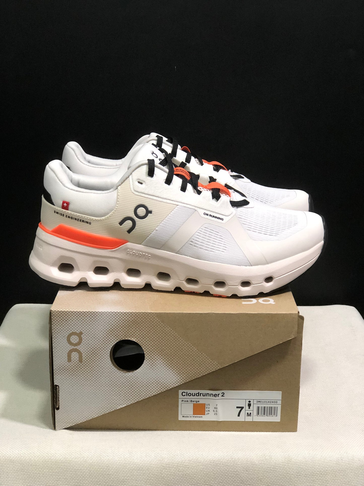 On Running Cloudrunner 2 Mesh Breathable Running Shoes White/Orange