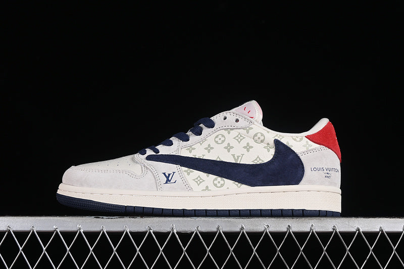 Nike Air Jordan 1 Low LV Travis Scott Fragment Design OG SP Navy Grey White Sneakers