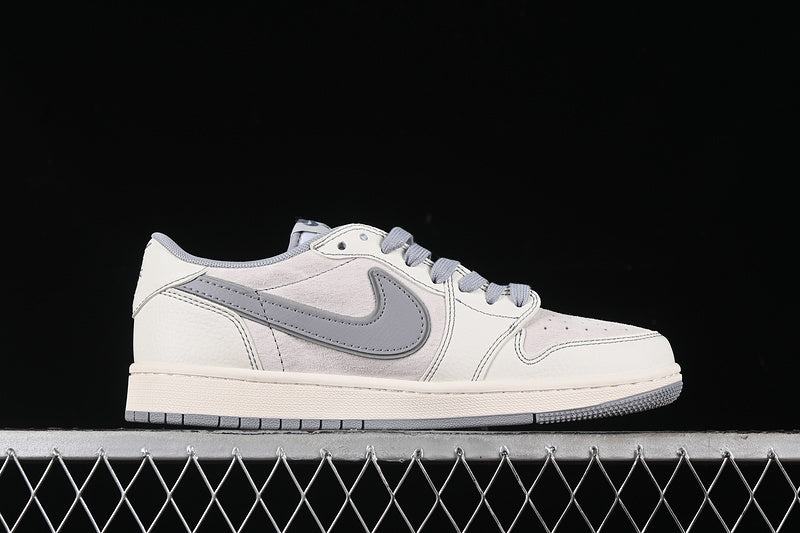 Travis Scott Fragment Design Nike Air Jordan 1 Low OG SP Grey White Sneakers
